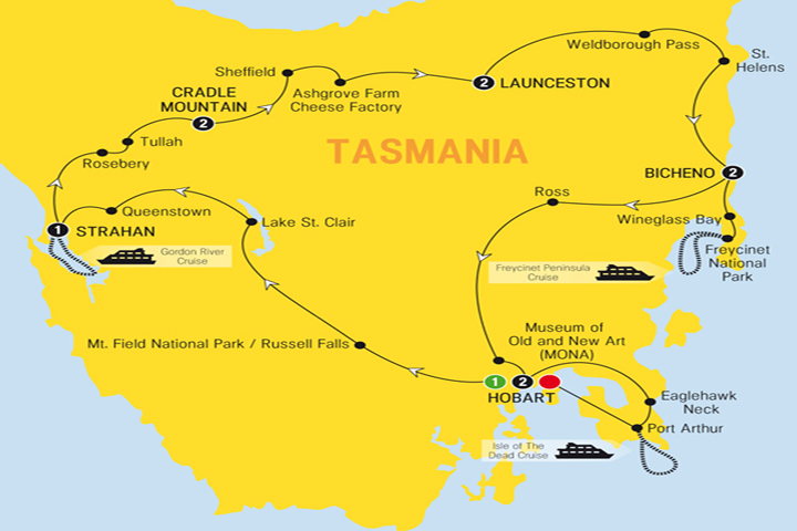 Tasmania Trip Map